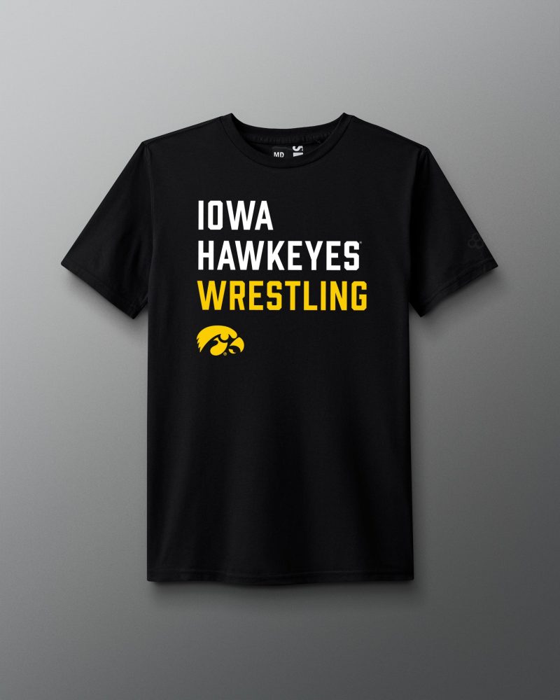 CIATS1011 Iowa Wrestling Stacked T Shirt Black 0001