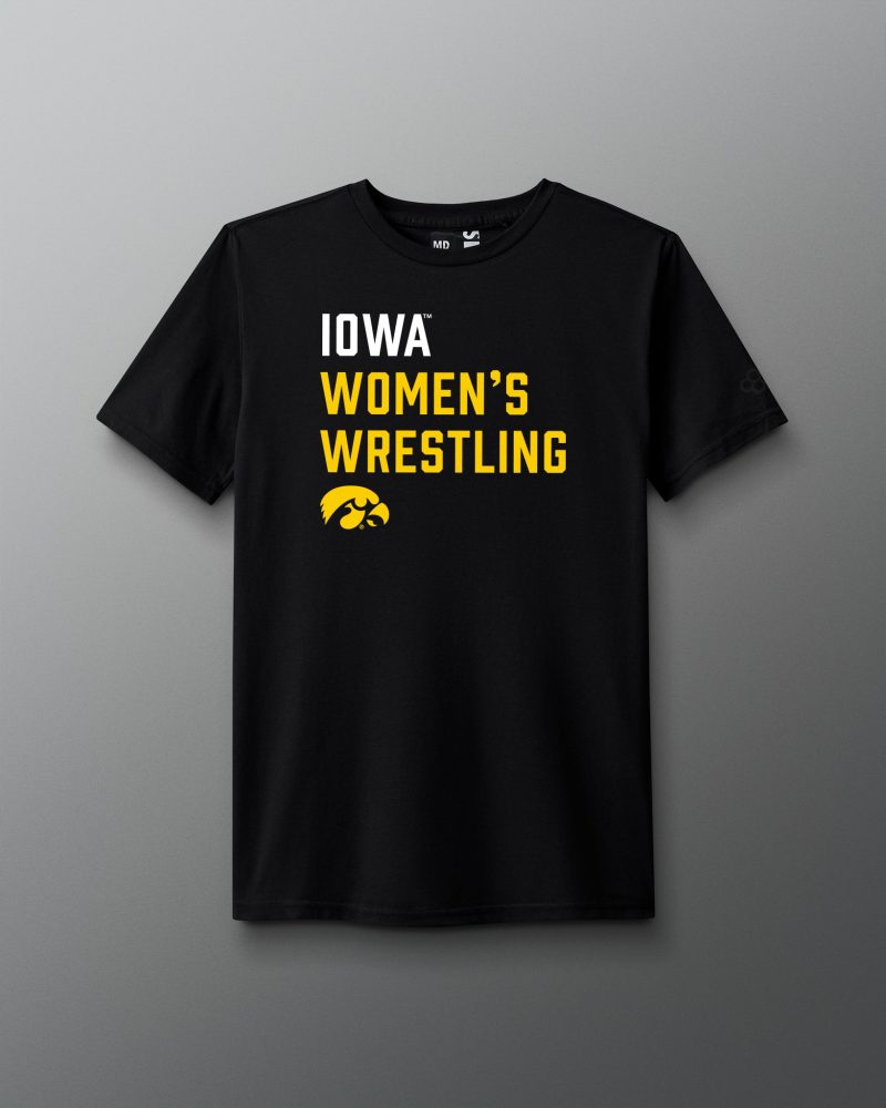 CIATS1012 Iowa Womens Wrestling Stacked T Shirt Black 0001