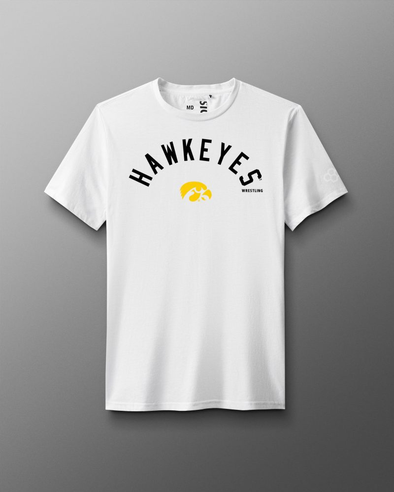 CIATS1014 Iowa Wrestling Arched T Shirt White 0001