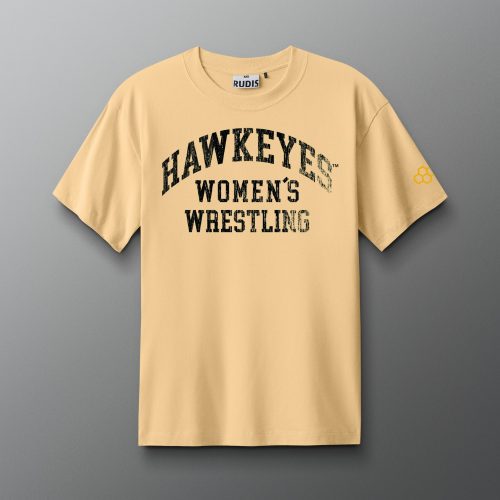 CIATS1021 Hawkeyes Women s Vintage Arch Heavyweight T Shirt Yellow 0021