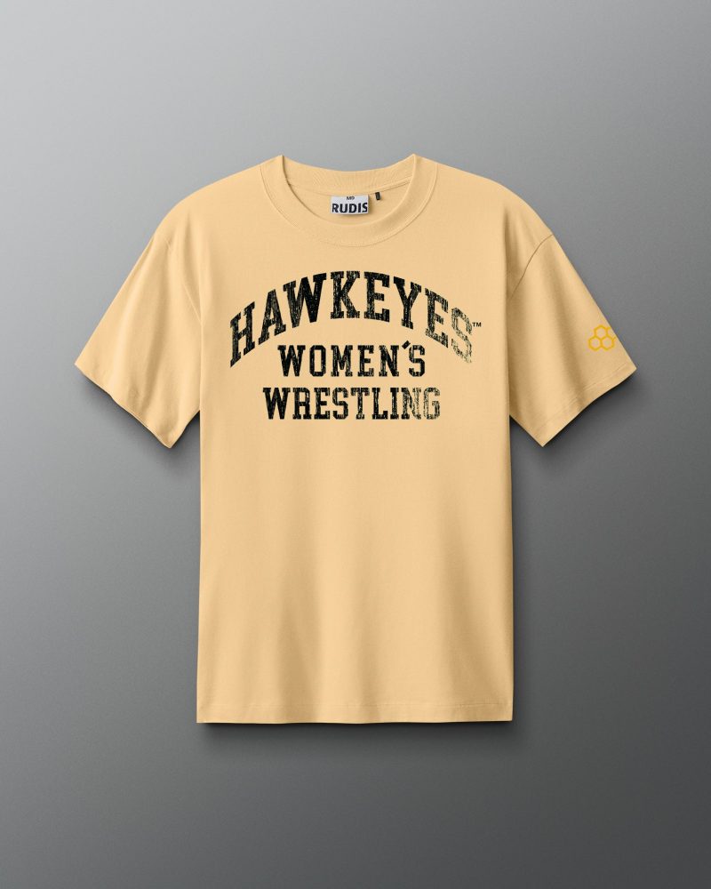 CIATS1021 Hawkeyes Women s Vintage Arch Heavyweight T Shirt Yellow 0021