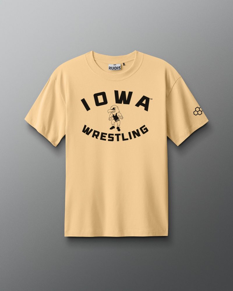 CIATS1023 Iowa Wrestling Throwback Heavyweight T Shirt Yellow 0001