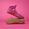 Pink Wrestling Shoes with Black RUDIS Logo and JB Jordan Burroughs signature.  JB1 Gum Doubles Wrestling Shoes