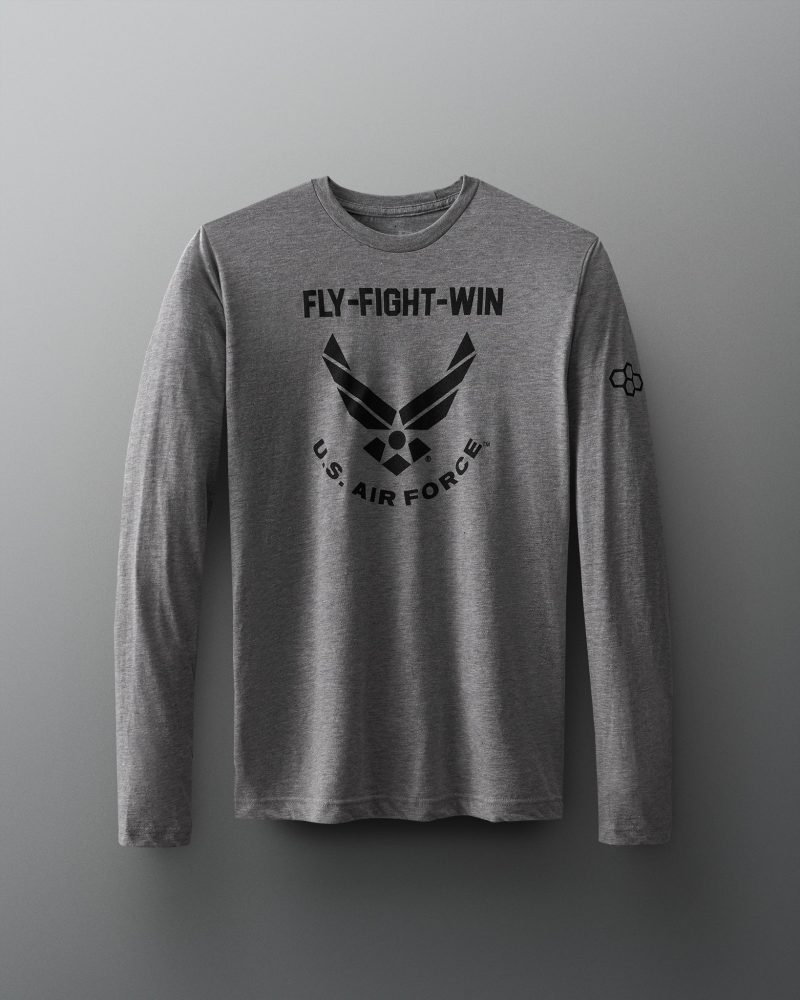 MAFLS1000 US Air Force Fly Fight Win LS Shirt PUP Gray 001