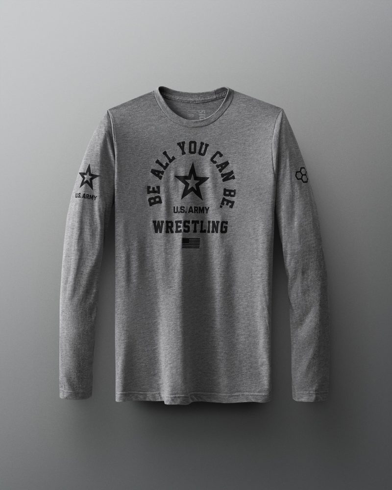 MARLS1000 US Army Be All You Can Be Wrestling LS PUP Heather Gray 001