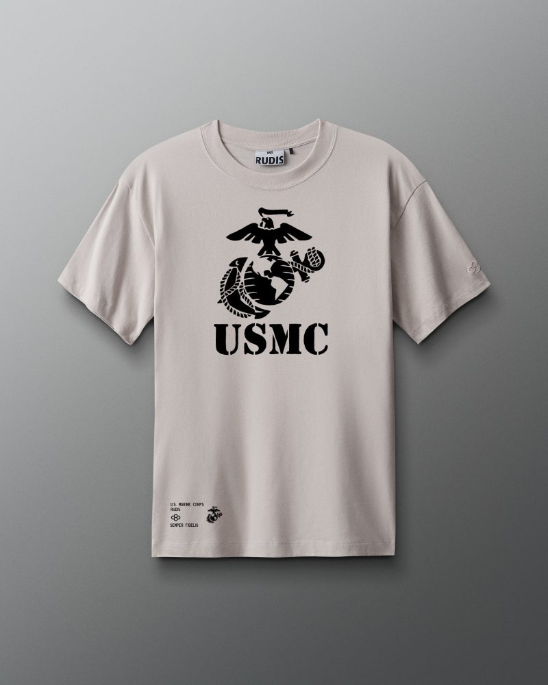 MMATS1011 USMC Logo Heavyweight T Shirt Bone 0001