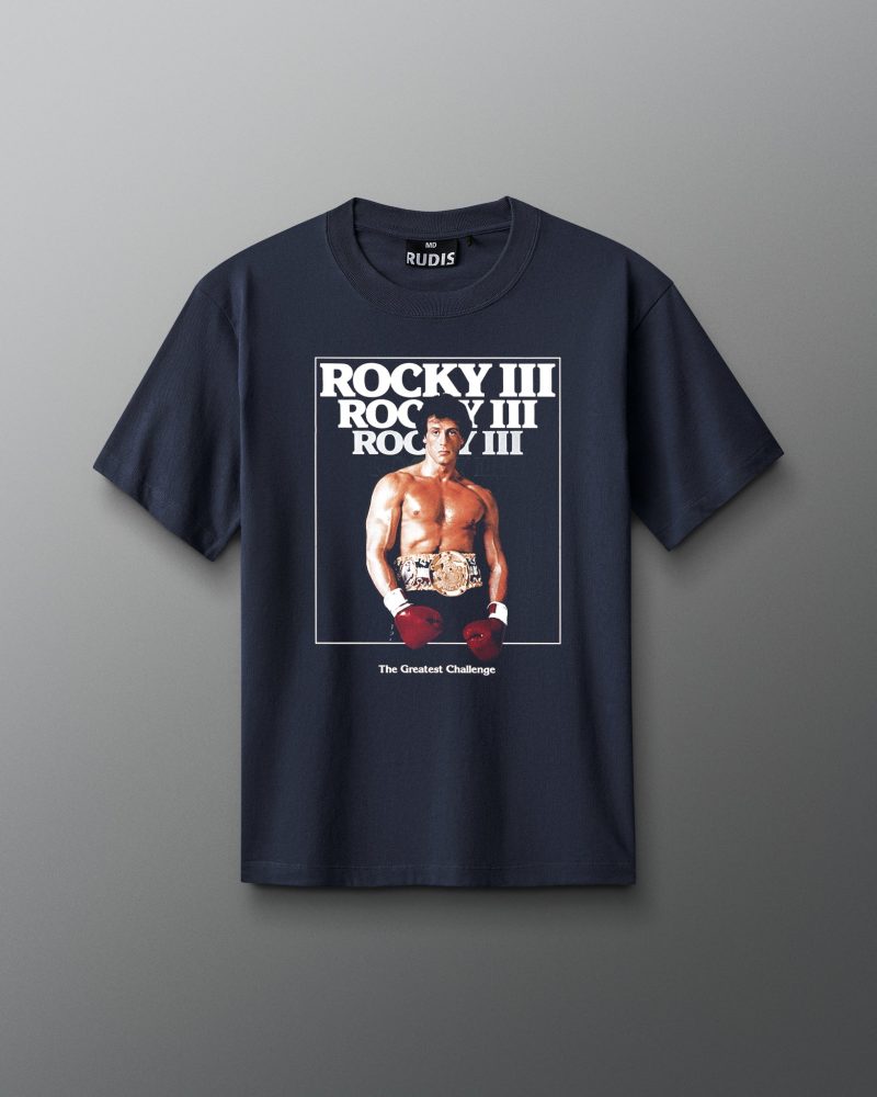 RKYTS1008 Rocky III Vintage Heavyweight T Shirt Navy 0001