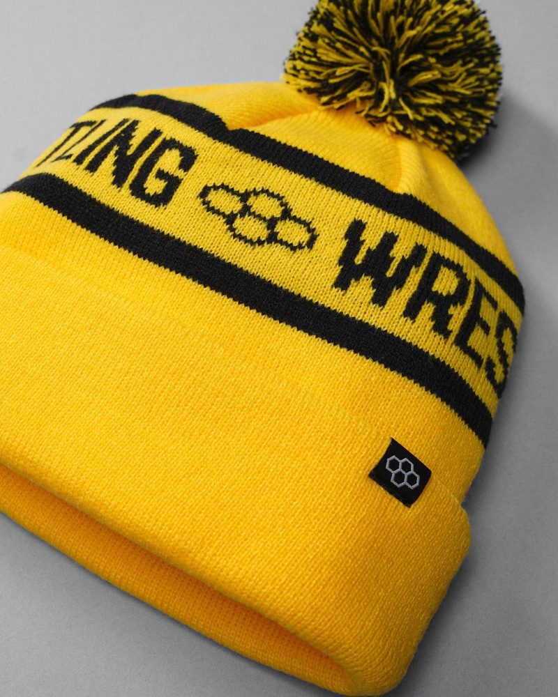 RUDBE1005 YLWBLK RUDIS Two Tone Pom Beanie FLT Yellow Black 0021