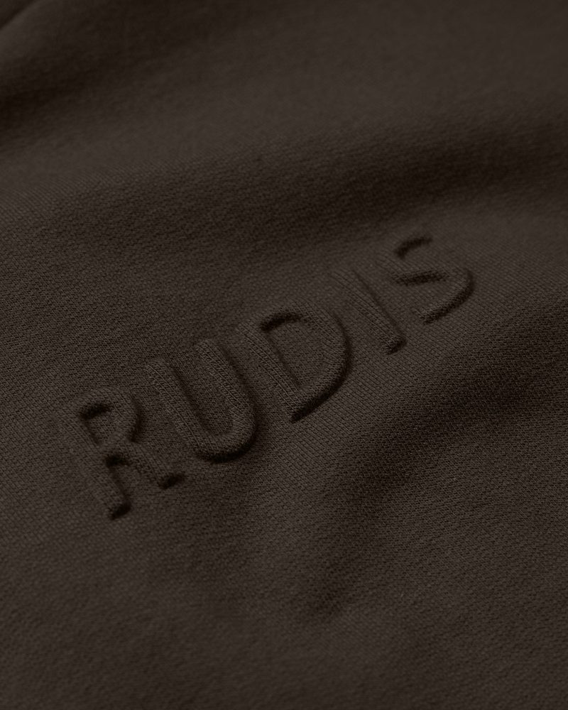 RUDHD1039 Embossed Wordmark Women Sleeveless Crop Hoodie DET COCOA 002