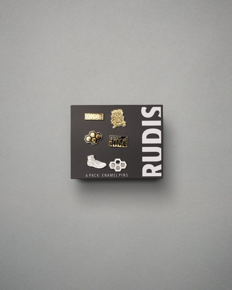 RUDPN1000 RUDIS 6 PACK ENAMEL PINS WHITE GOLD BLACK FLT WHITE GOLD BLACK 002