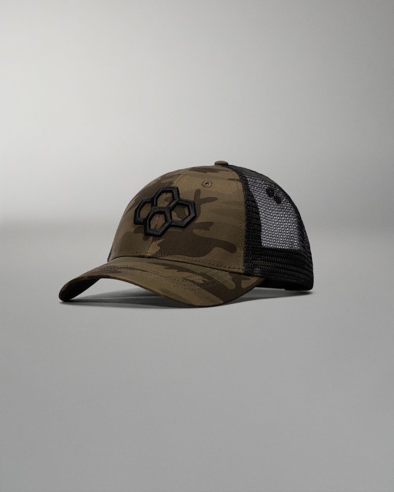 RUDTR1004 Camo Hex Trucker Hat FLT Black Camo 0020