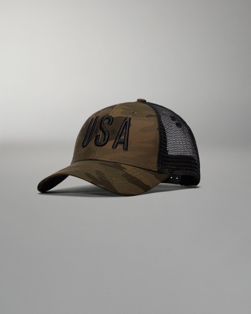 RUDTR1006 Camo USA Trucker Hat FLT Black Camo 0020