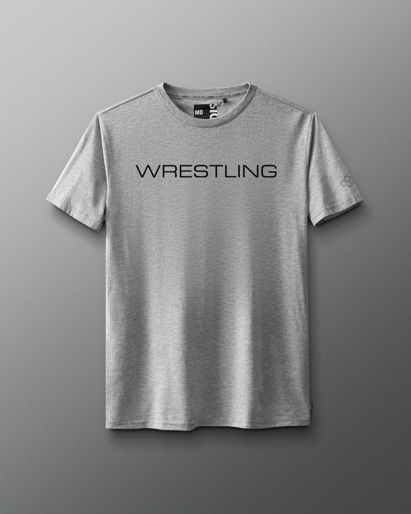 RUDTS1130 Wrestling Wordmark Elite Super Soft T Shirt Athletic Grey 0001