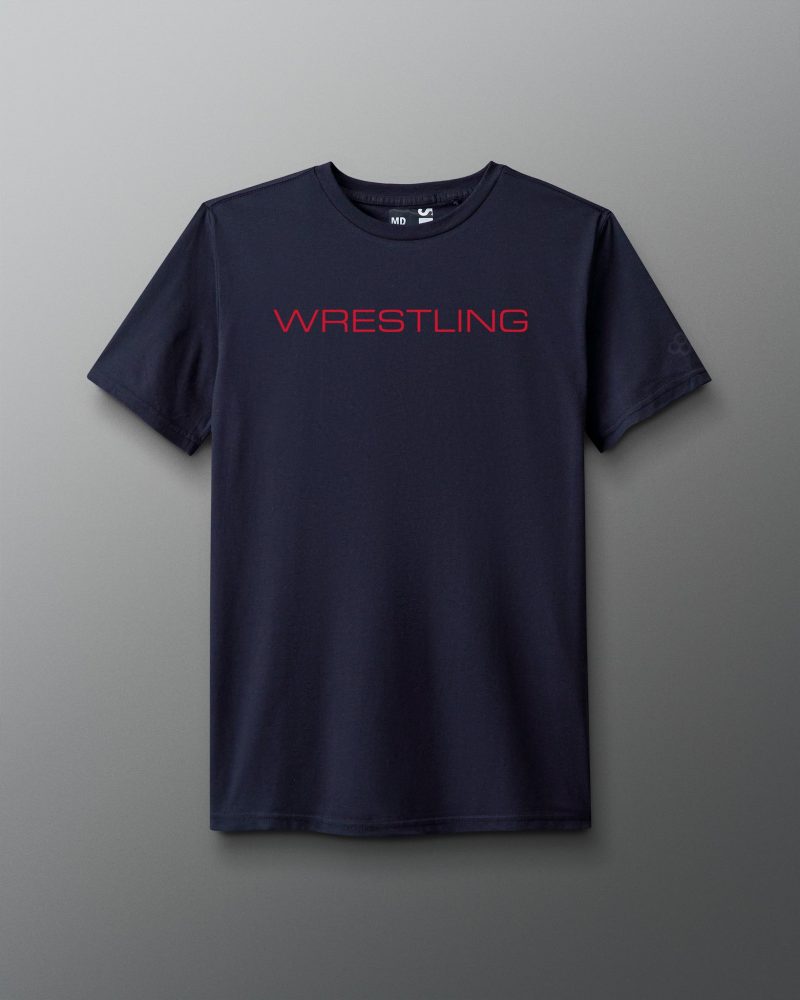 RUDTS1130 Wrestling Wordmark Elite Super Soft T Shirt Navy 0001