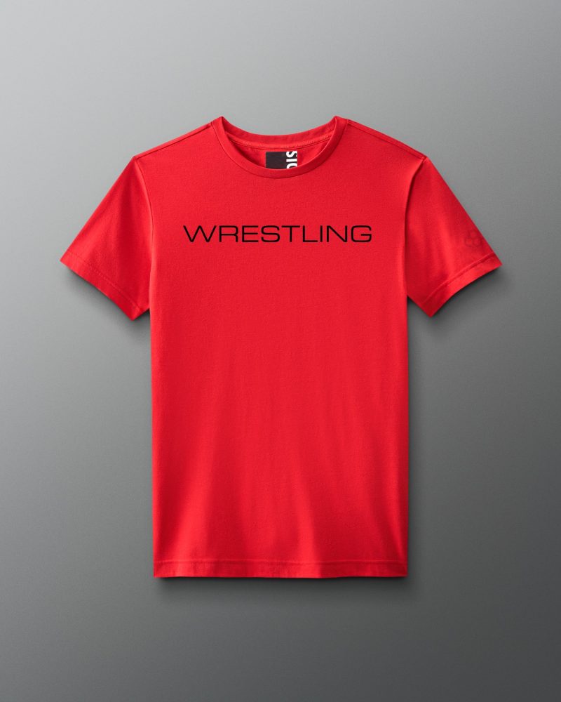 RUDTS1130 Wrestling Wordmark Elite Super Soft T Shirt Red 0001