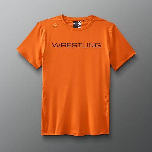 RUDTS1131 Wrestling Wordmark Performance T Shirt Orange 0001