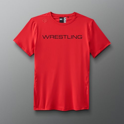 RUDTS1131 Wrestling Wordmark Performance T Shirt Red 0001