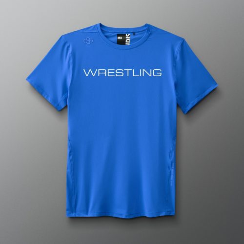 RUDTS1131 Wrestling Wordmark Performance T Shirt Royal 0001