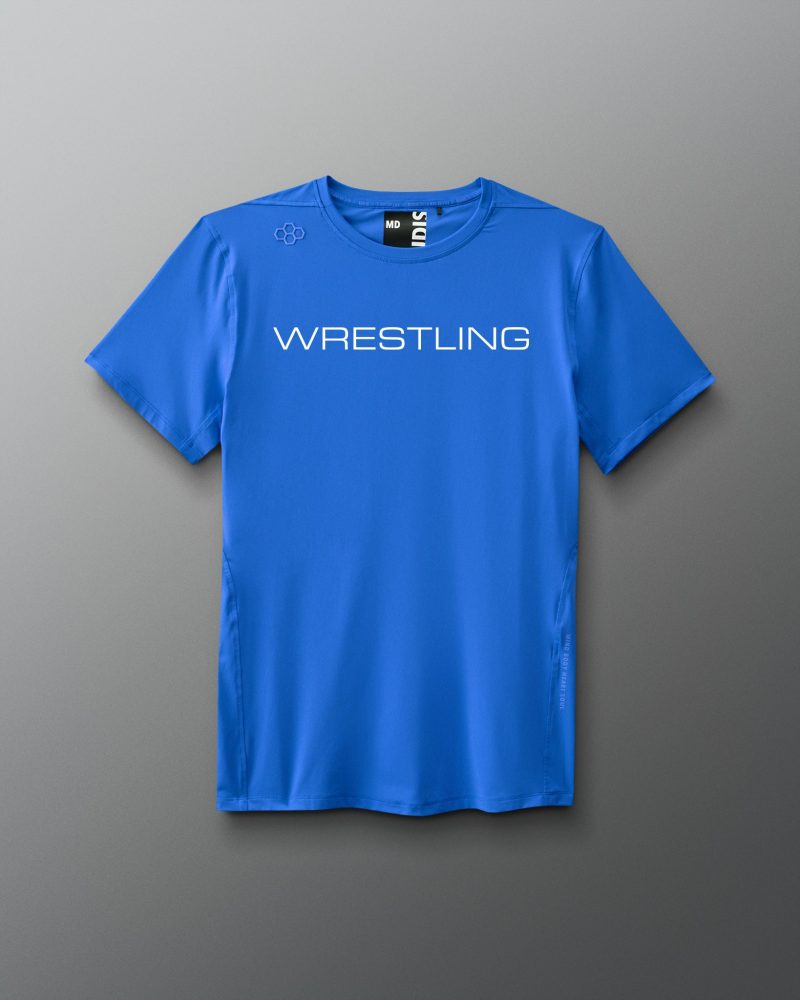 RUDTS1131 Wrestling Wordmark Performance T Shirt Royal 0001