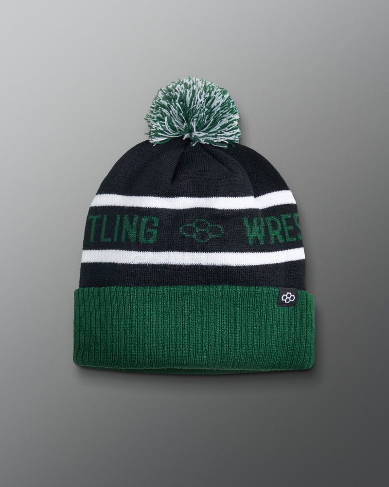 TEMBE1000 Wrestling Fold Over Beanie Black Green White 0001