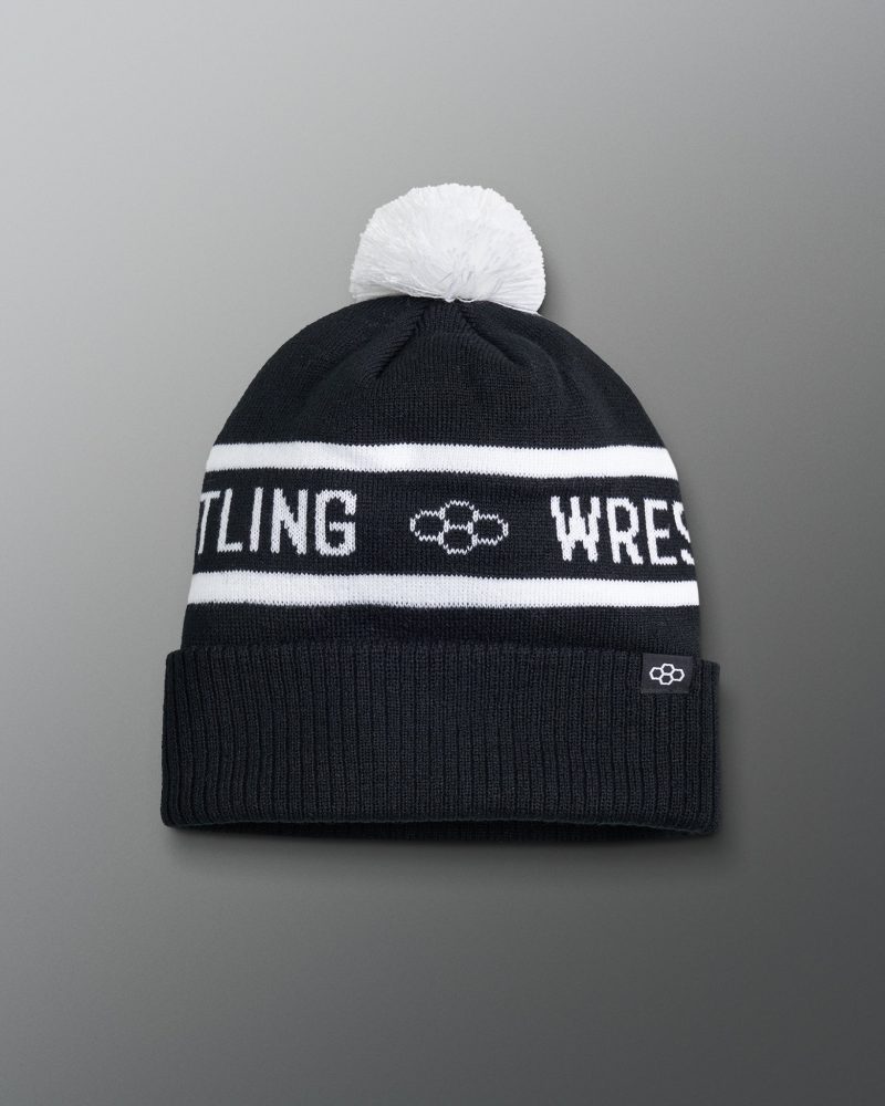 TEMBE1000 Wrestling Fold Over Beanie Black White 0001