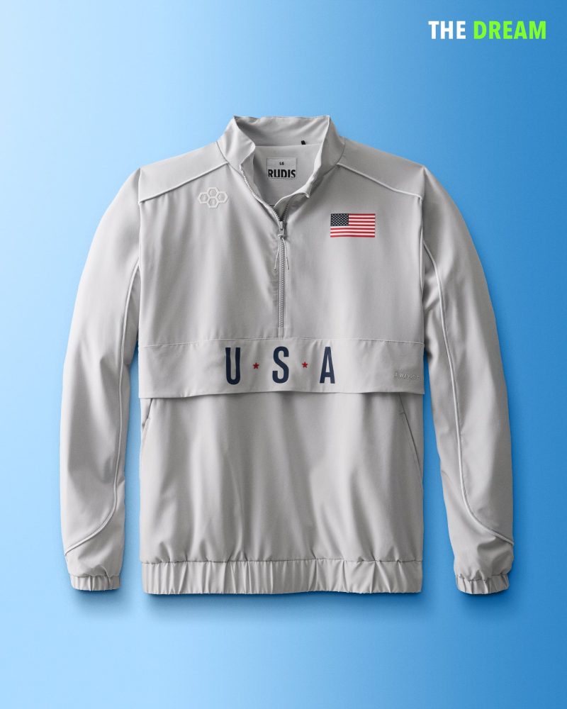 USAWB1000 FLAG Quarter Zip Windbreaker DET Lunar Gray 001