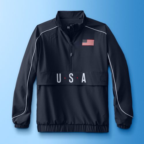 USAWB1000 FLAG Quarter Zip Windbreaker DET Navy 0001