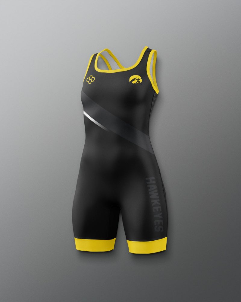 Y CIASN1011 Iowa Hawkeyes Sublimated Girl s Elite 2.0 Singlet Black 0001