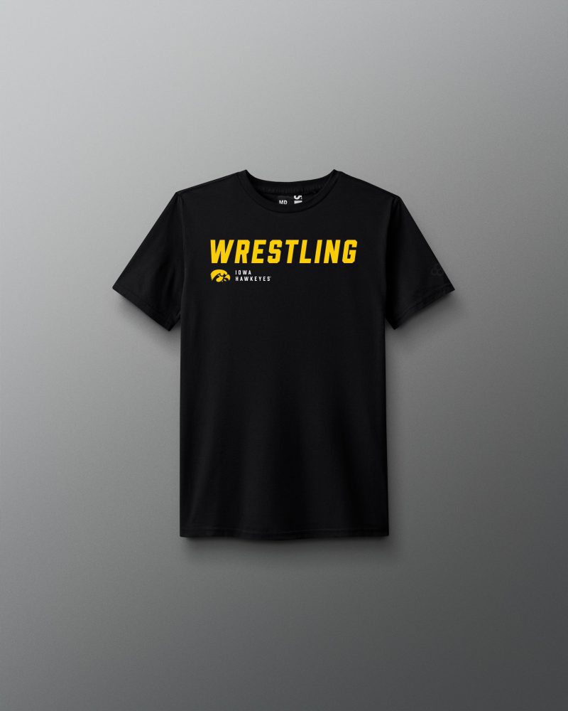 Y CIATS1013 Iowa Hawkeyes Wrestling Slanted Youth T Shirt Black 0001