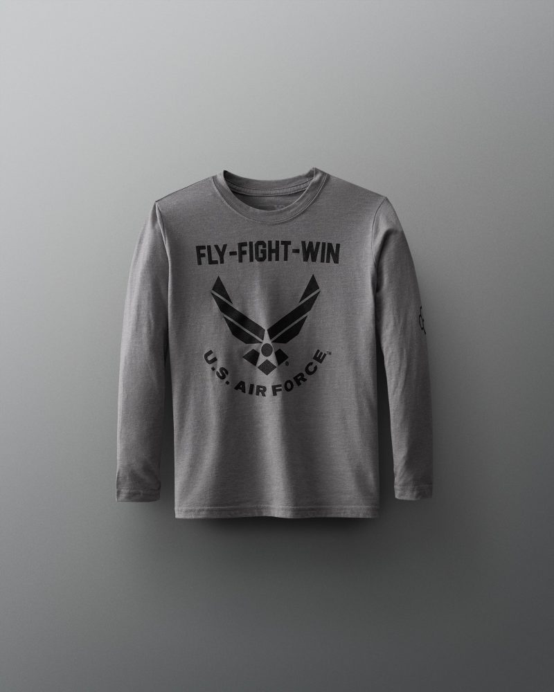 Y MAFLS1000 US Air Force Fly Fight Win Youth0LS Shirt PUP Gray 001