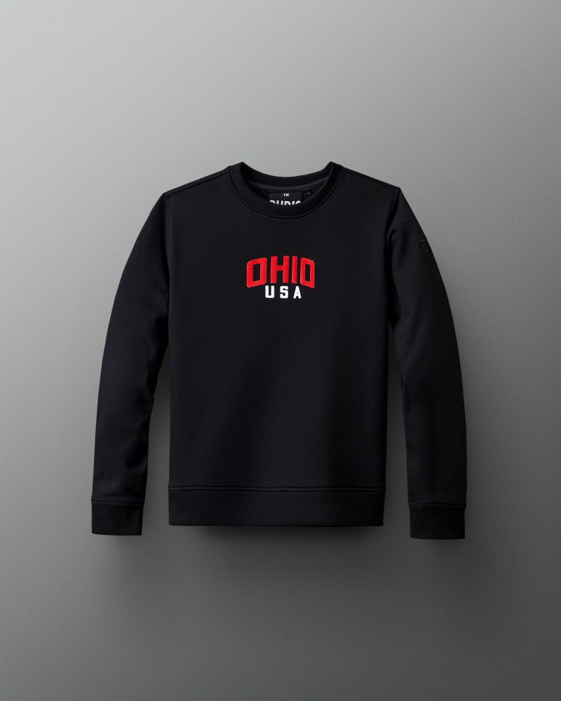 Y RUDCR1056 TEAM OHIO ARCHED YOUTH CREWNECK PUP Black 0021