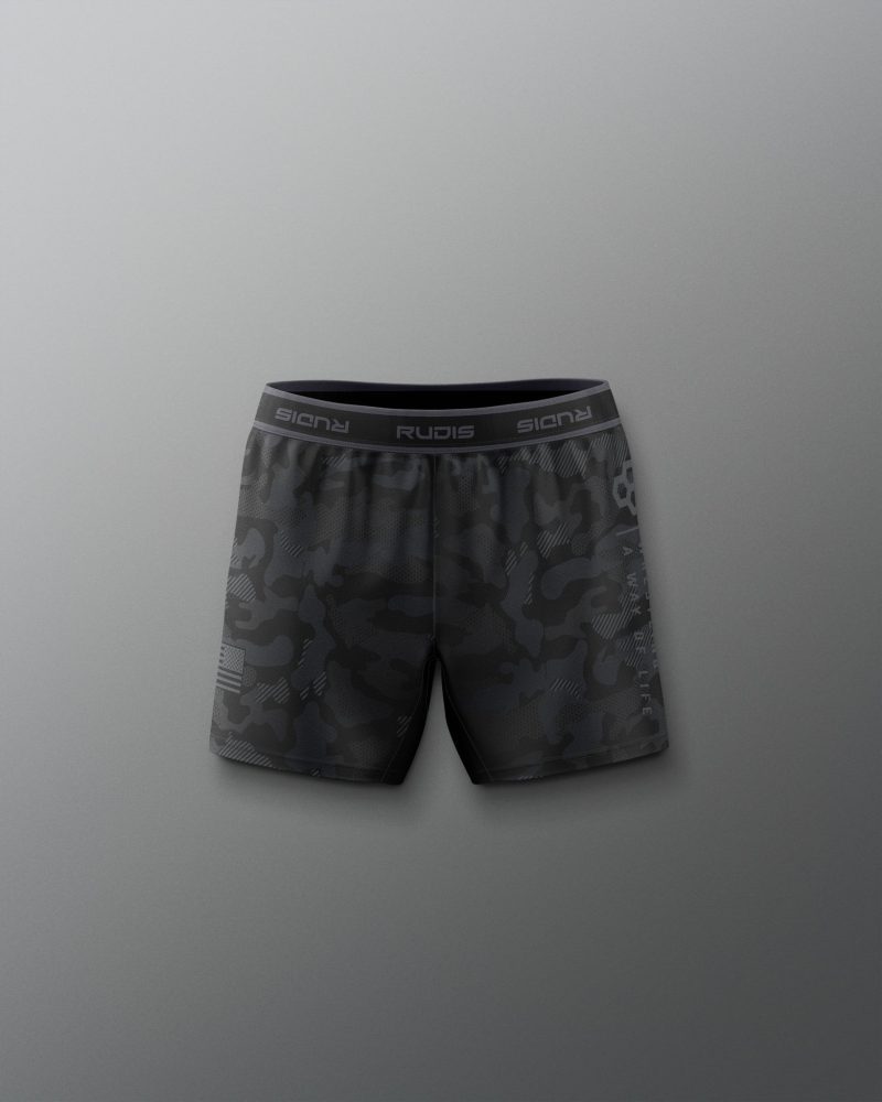 Y RUDSH1016 Camo Girls Elite Shorts Black Camo 0001