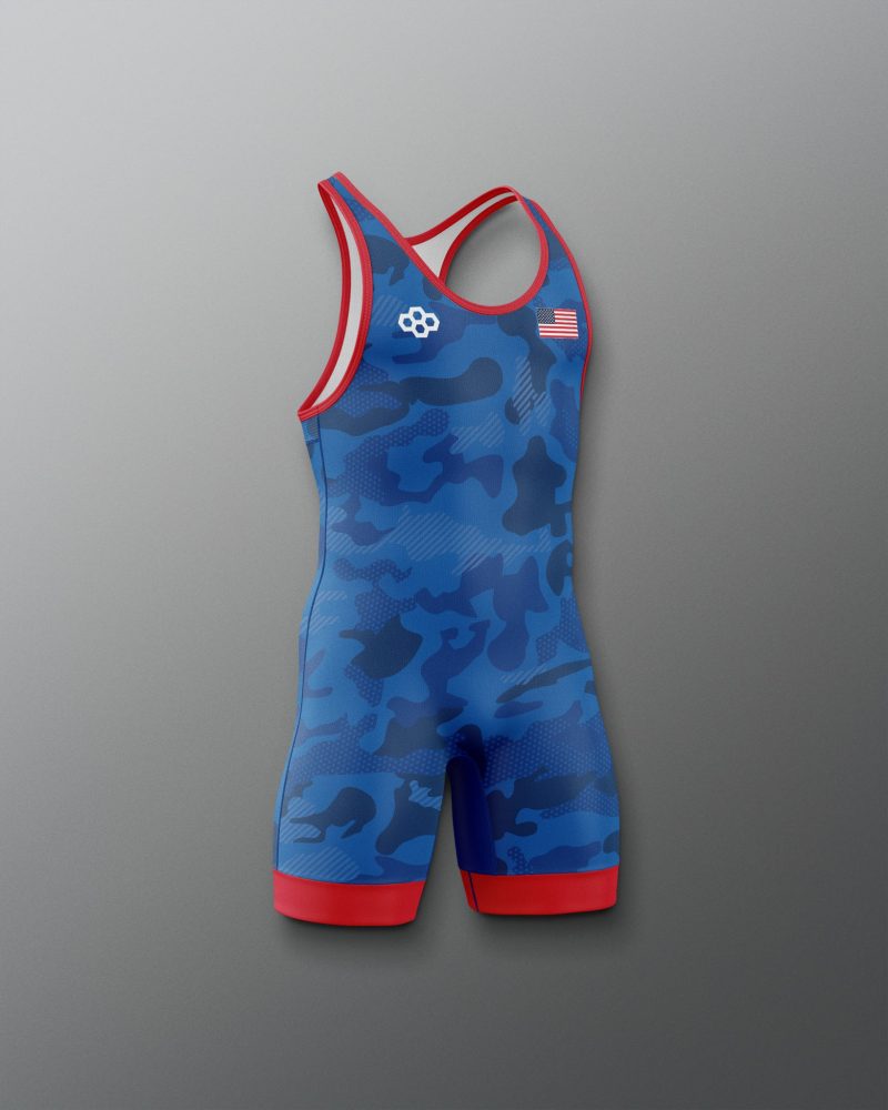 Y RUDSN1067 Camo Youth Elite 2.0 Singlet Royal 0003