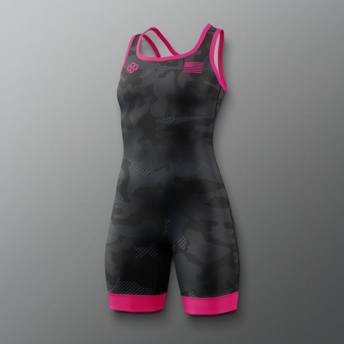 Y RUDSN1068 Camo Girls Elite 2.0 Singlet Black 0001