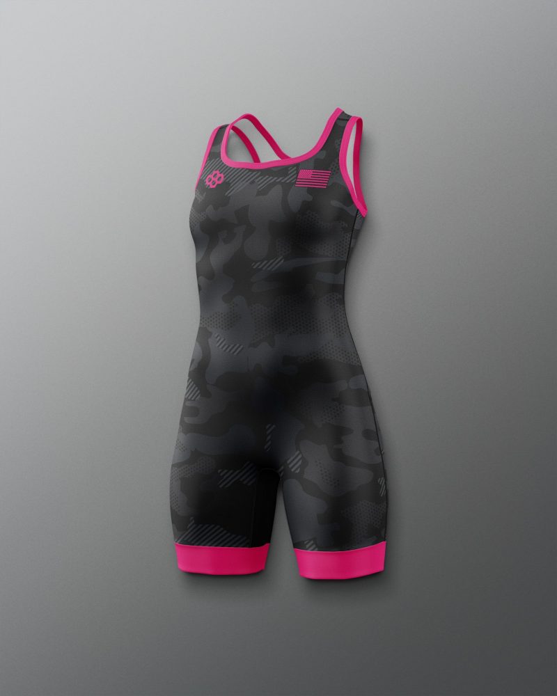 Y RUDSN1068 Camo Girls Elite 2.0 Singlet Black 0001