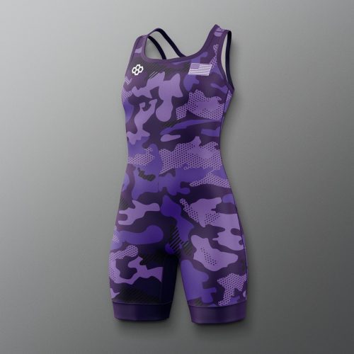 Y RUDSN1068 Camo Girls Elite 2.0 Singlet Purple 0001