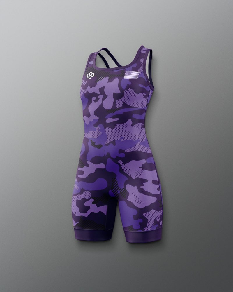 Y RUDSN1068 Camo Girls Elite 2.0 Singlet Purple 0001