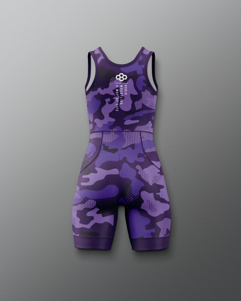 Y RUDSN1068 Camo Girls Elite 2.0 Singlet Purple 0002