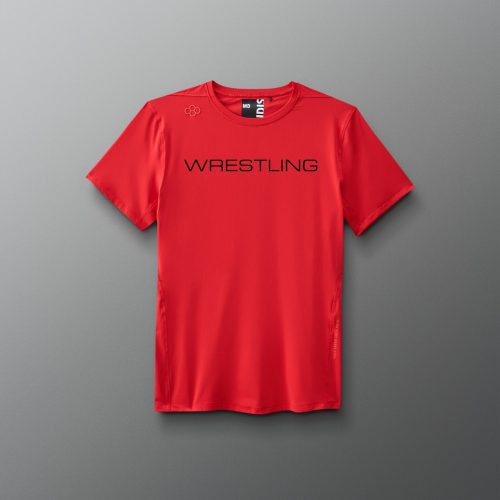 Y RUDTS1131 Wrestling Wordmark Performance Youth T Shirt Red 0001