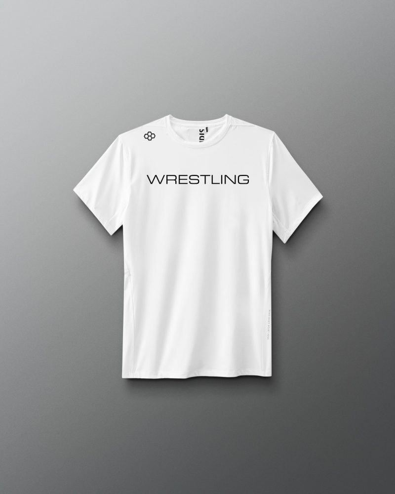 Y RUDTS1131 Wrestling Wordmark Performance Youth T Shirt White 0001