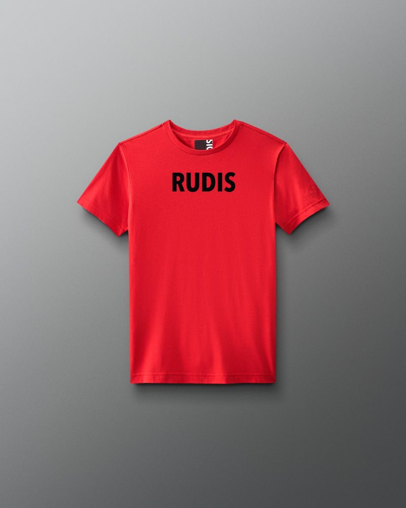 Y RUDTS1133 RUDIS Wordmark Elite Super Soft Youth T Shirt Red 0001